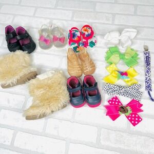 Baby Girl Shoes Boots Sandals‎ Hair Bows Accessories Lot Bundle